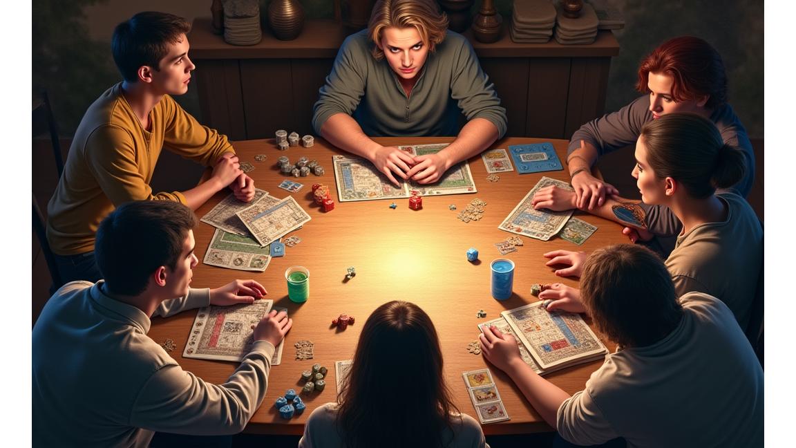 RPG oyun masası ve oyuncular
